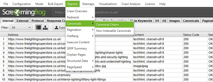 canonical chains report