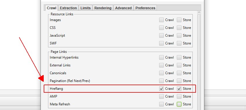 Crawl hreflang in list mode