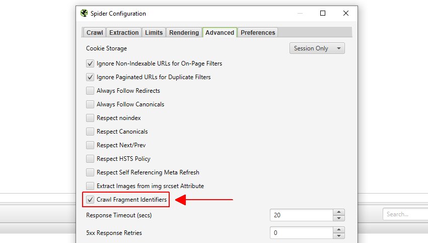 Crawl Fragment Identifiers Config