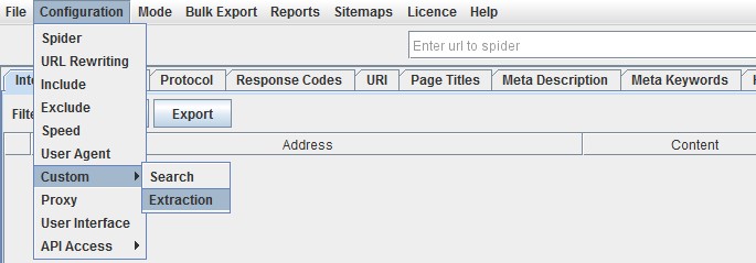 custom extraction config