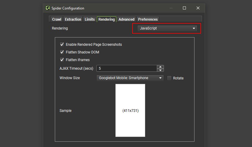 Enable JavaScript rendering mode