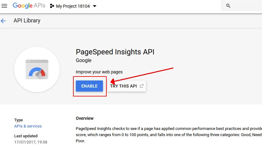 Enable PageSpeed Insights