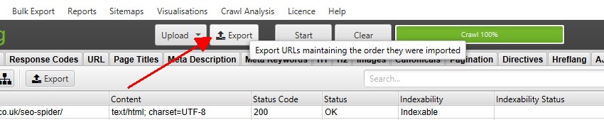 Export URLs in same order uploaded