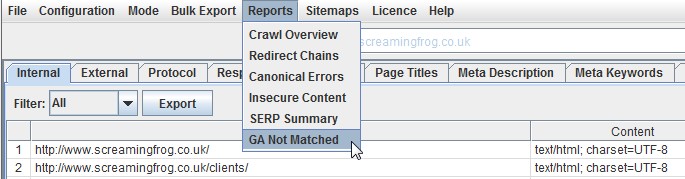 Google Analytics Not Matched Report