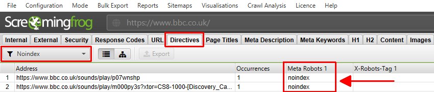 noindex when crawling staging