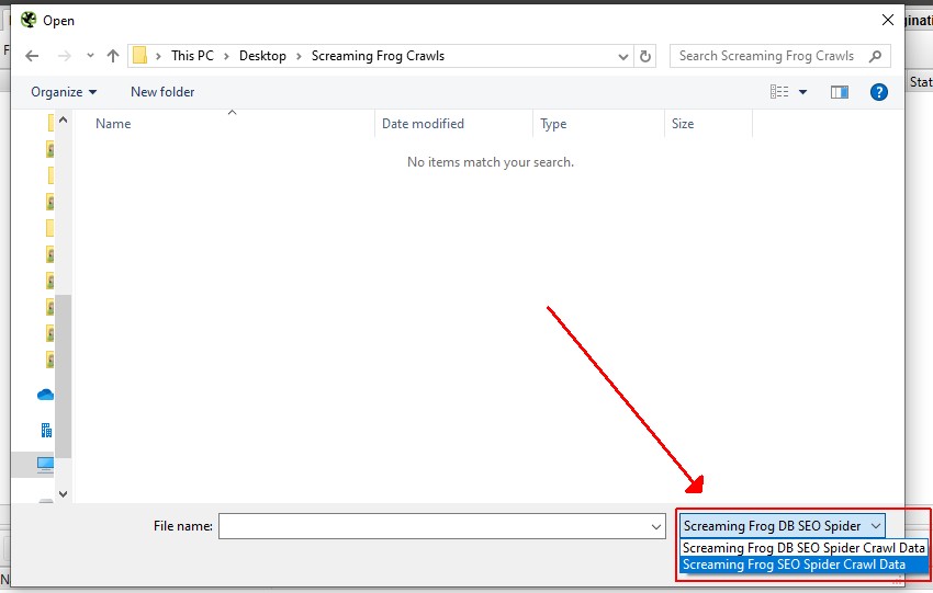 Import a .seospider file into database storage mode