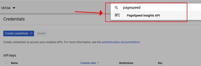 PageSpeed Insights API Search