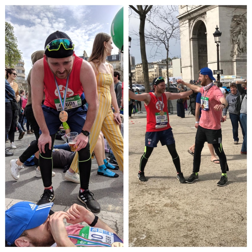 euan and daniel after finishing paris marathon