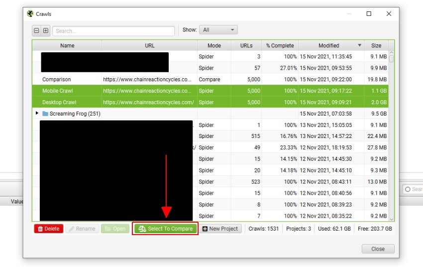 Crawl Comparison for Parity Audit