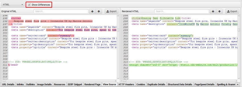 Raw Vs Rendered HTML Diff