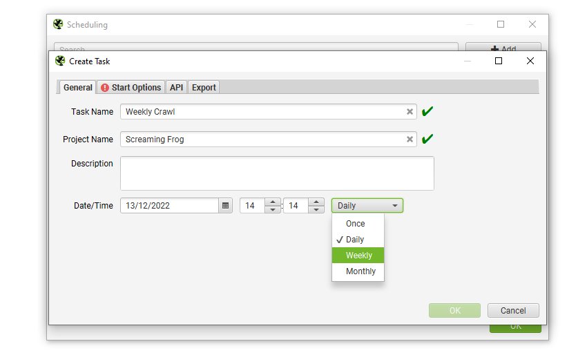 Scheduling General tab