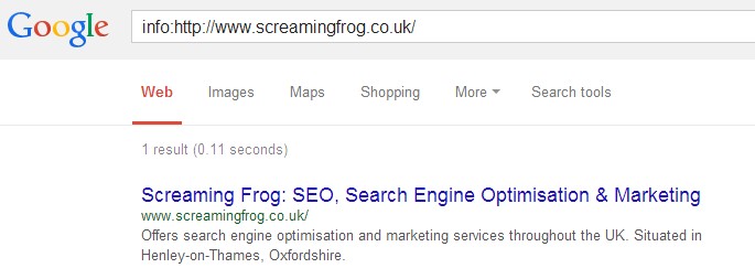 screaming frog info command