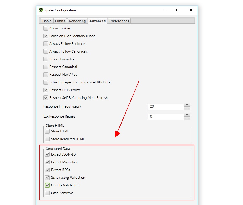 Structured Data Advanced Configuration