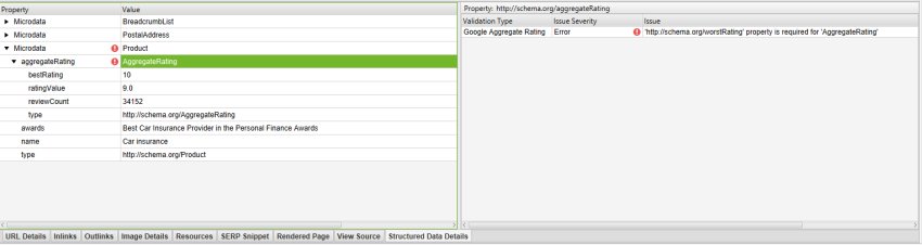 Aggregate Rating Validation Error