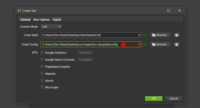 URL Inspection API Scheduling Config