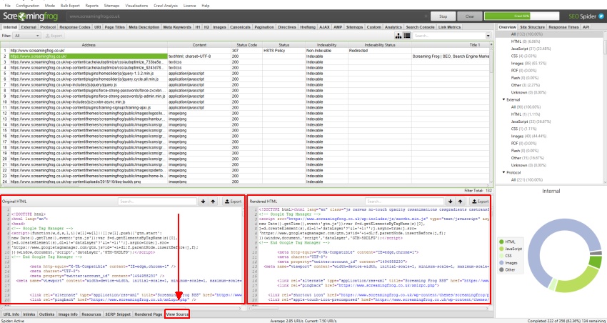 View HTML source