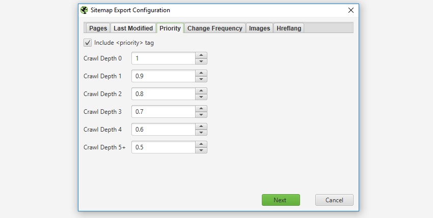 xml sitemap priority