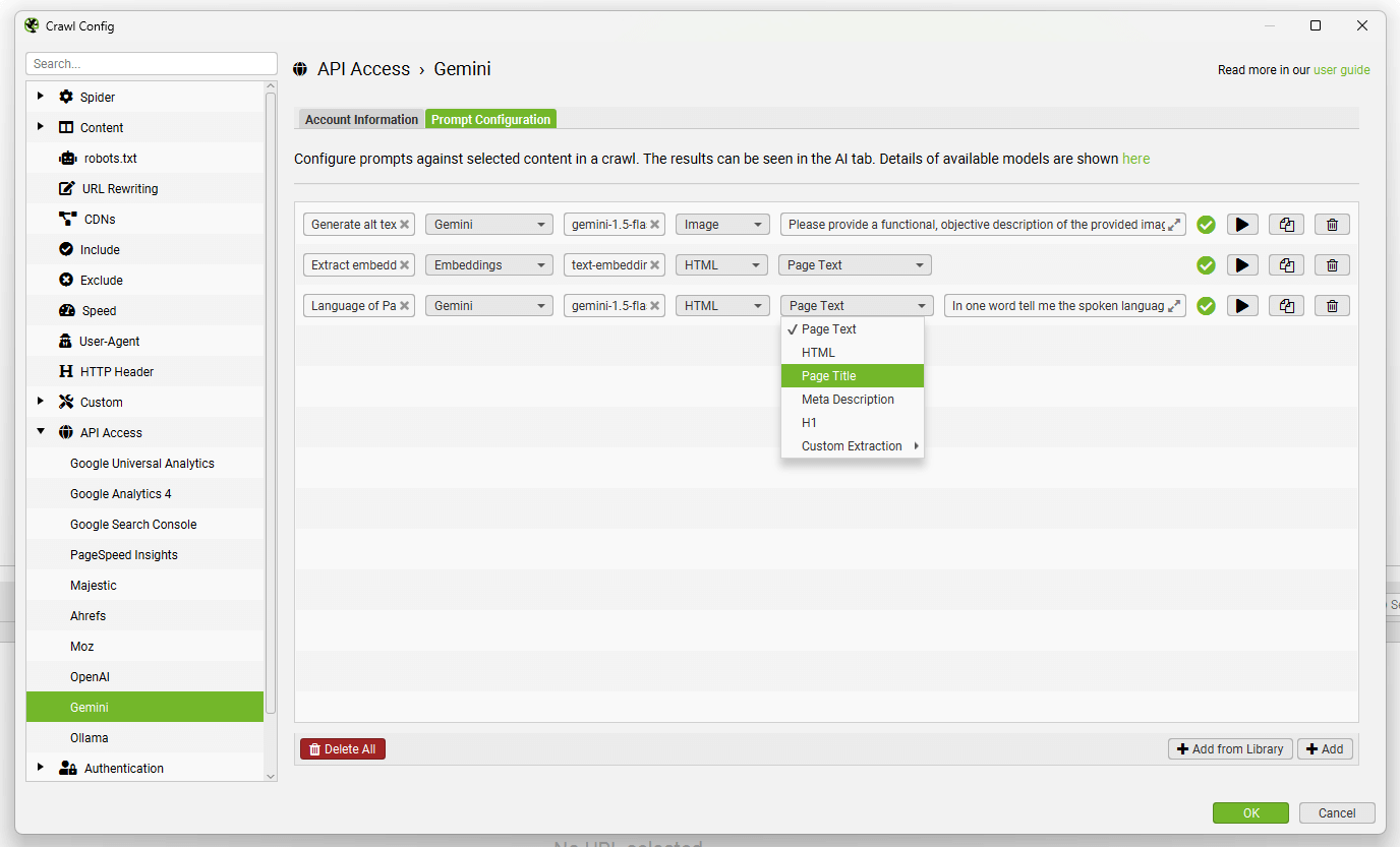 Gemini prompt configuration