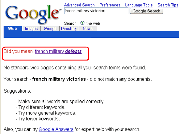 French Military Victories Google Bomb