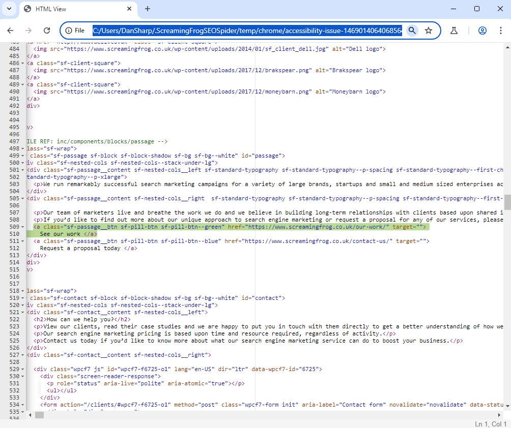 Show Accessibility Issue In Rendered HTML